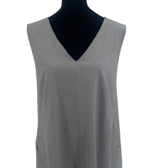 Ministry Of Supply Kinetic Sleeveless V Neck Side Slit Shift Dress Gray Size 14 - Picture 4 of 12